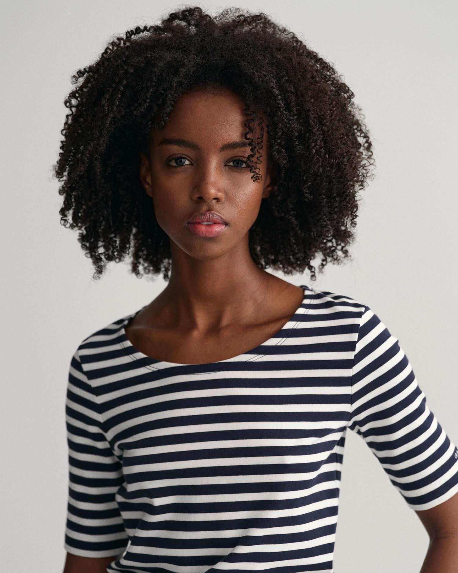STRIPED 1X1 RIB LSS T-SHIRT-T-shirt-Gant-Aandahls