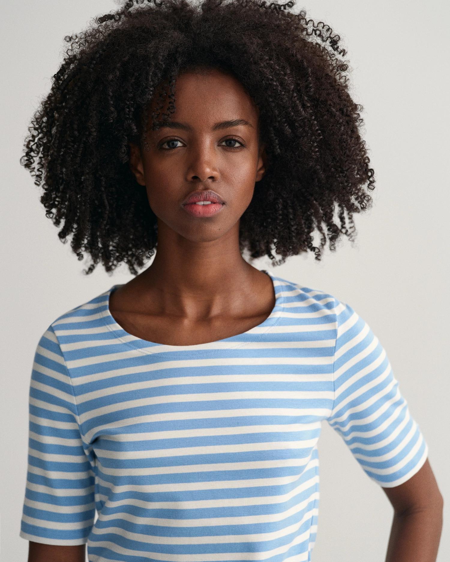 STRIPED 1X1 RIB LSS T-SHIRT-T-shirt-Gant-Aandahls
