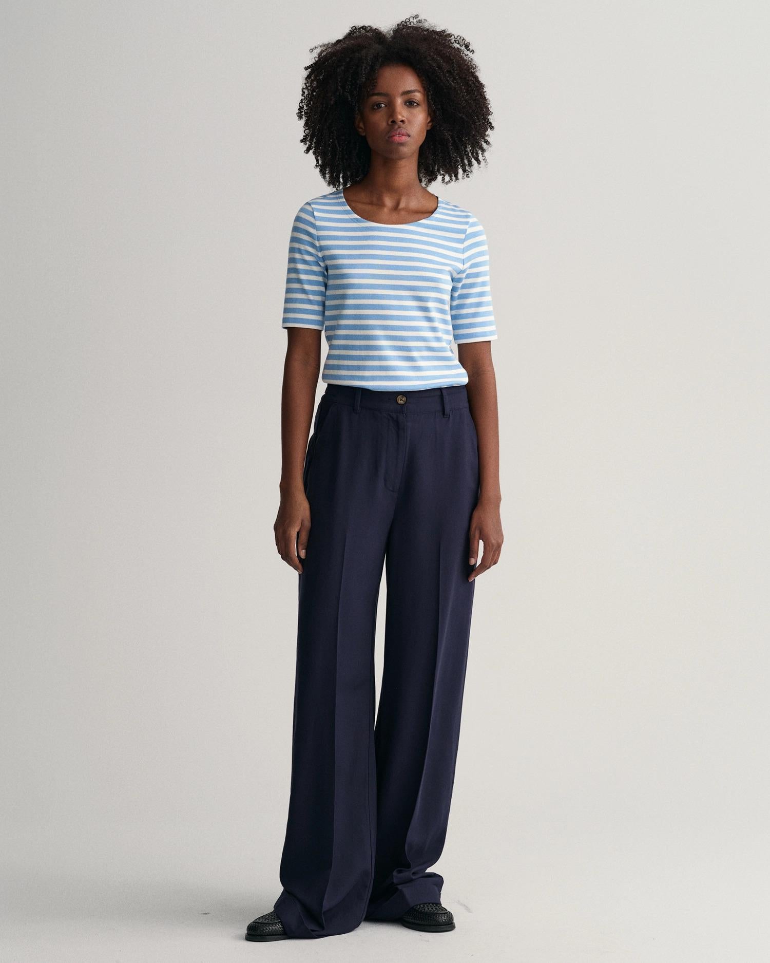 STRIPED 1X1 RIB LSS T-SHIRT-T-shirt-Gant-Aandahls