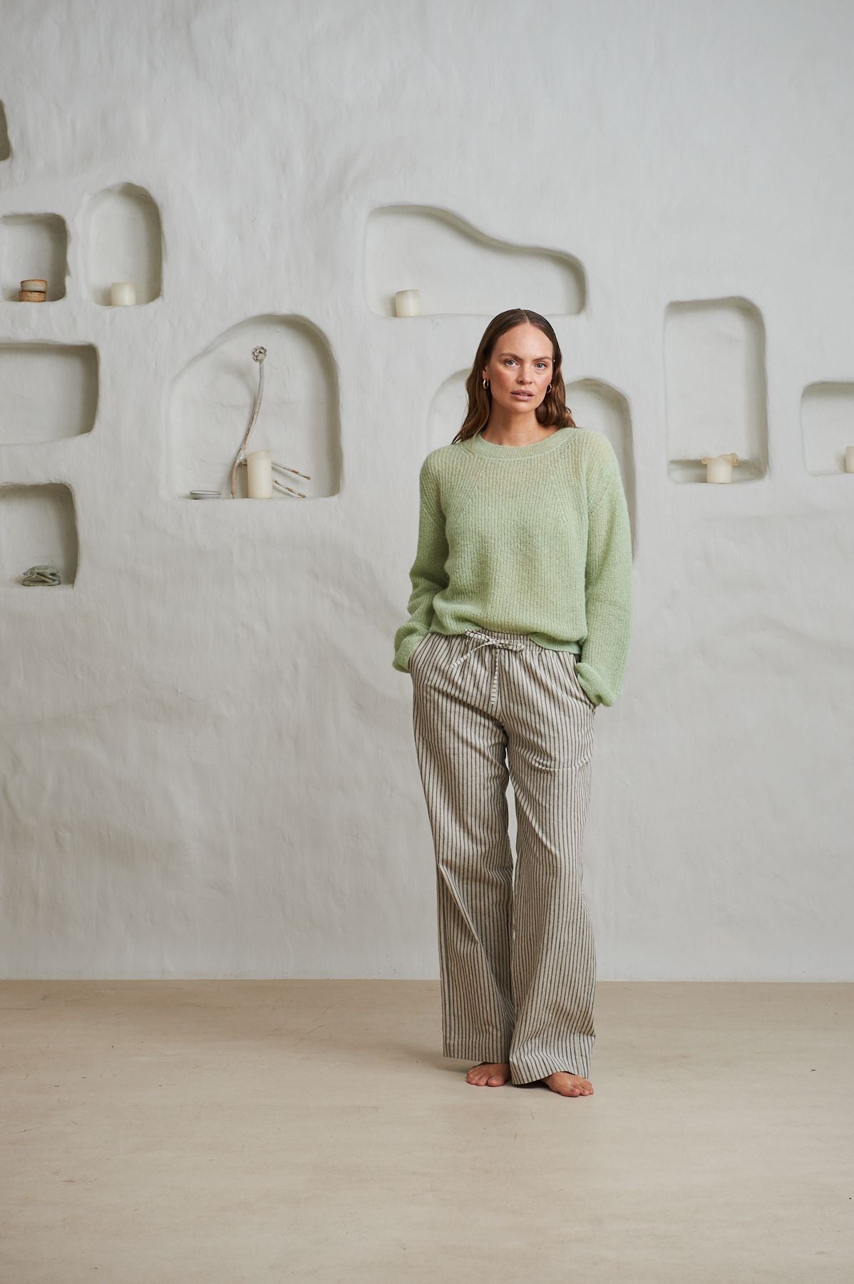 Sabine Linen Stripe-Bukser-Arnie Says-Aandahls
