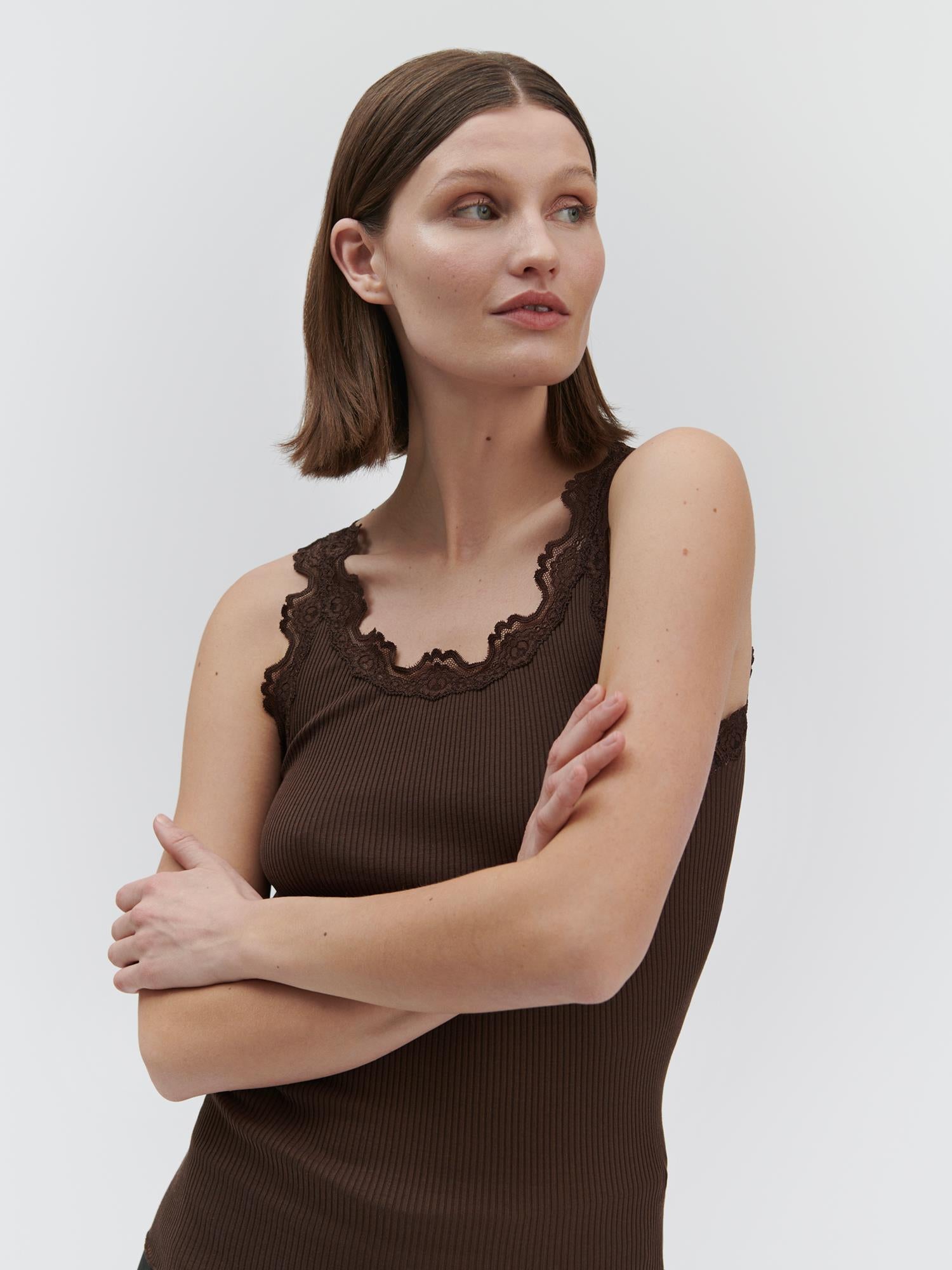 Silk top w/lace-Singlet-Rosemunde-Aandahls