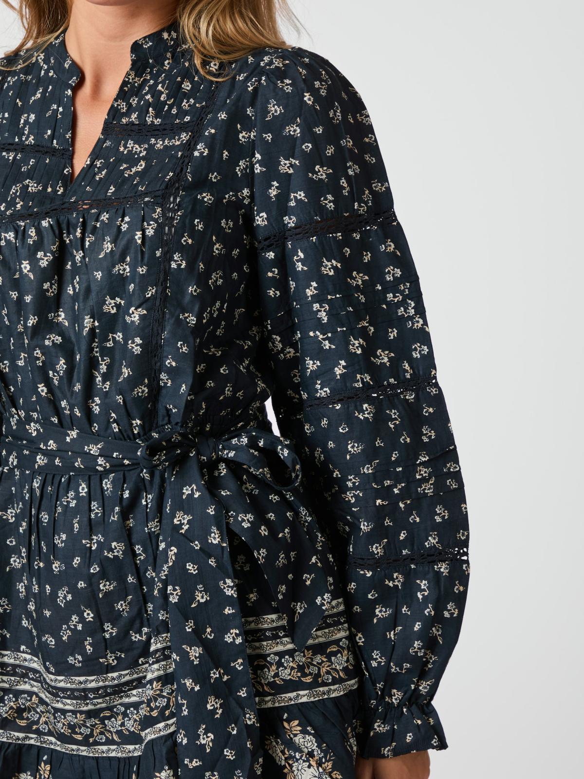 Siri mini border Print Dress-Kjole-Neo Noir-Aandahls
