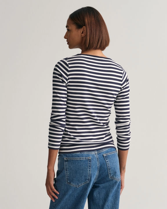 Slim striped ribbed LS-Topp-Gant-Aandahls