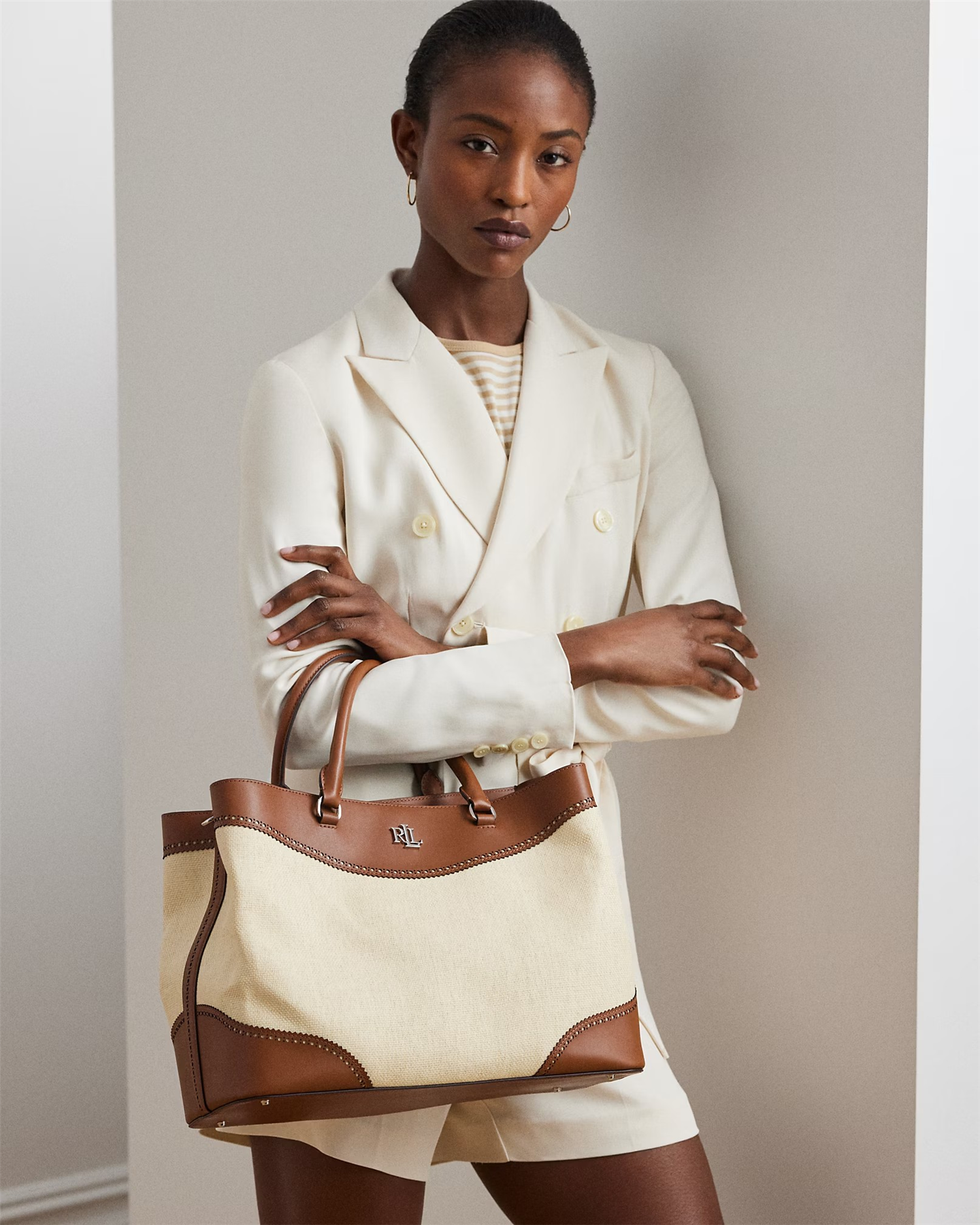 Straw and leather marcy-Veske-Ralph Lauren-Aandahls