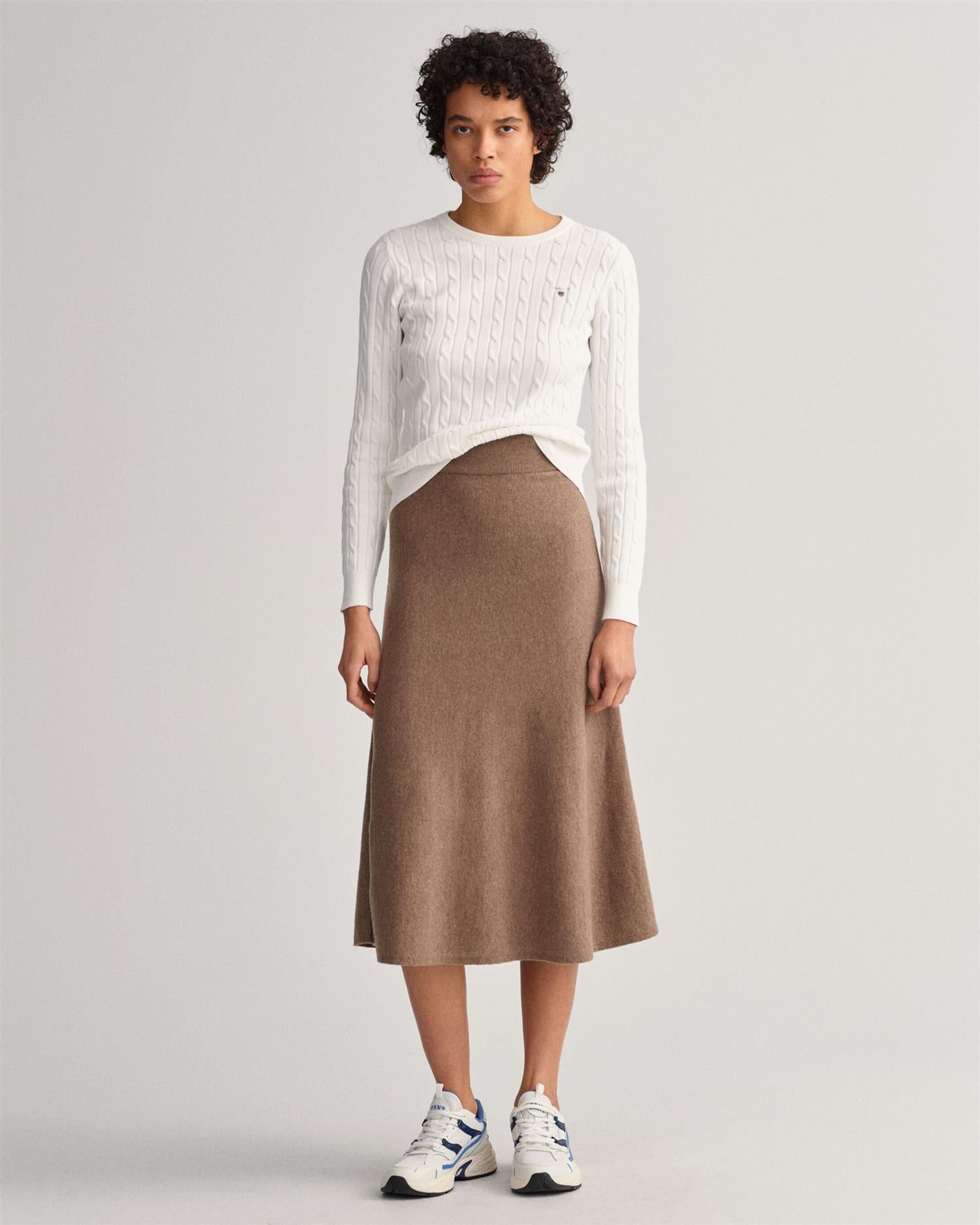 Stretch cotton cable c-neck-Strikk-Gant-Aandahls