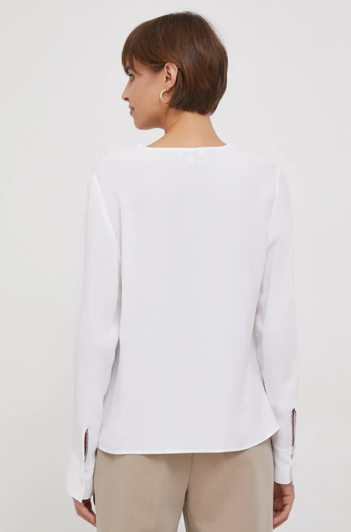 Viscose Crepe V-Neck Blouse-Bluser-Tommy Hilfiger-Aandahls