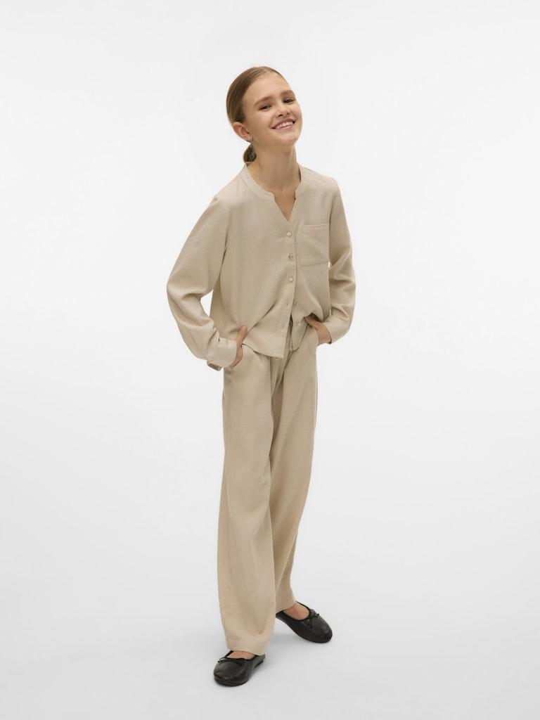 Vmmymilo L/S V-neck Shirt Wvn Ga Girl-Topper-Vero Moda Girl-Aandahls