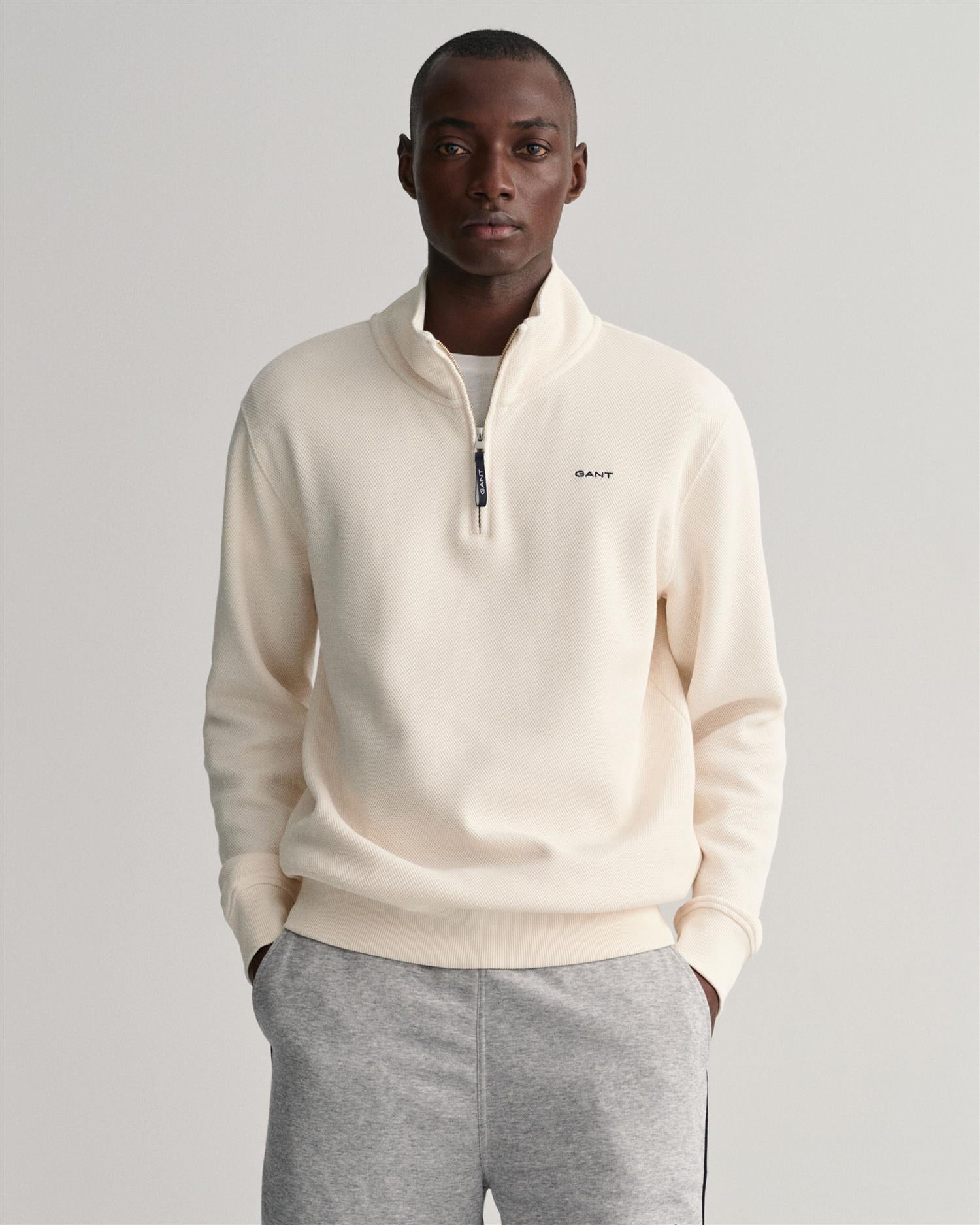 Waffle Texture Half Zip-Genser-Gant-Aandahls