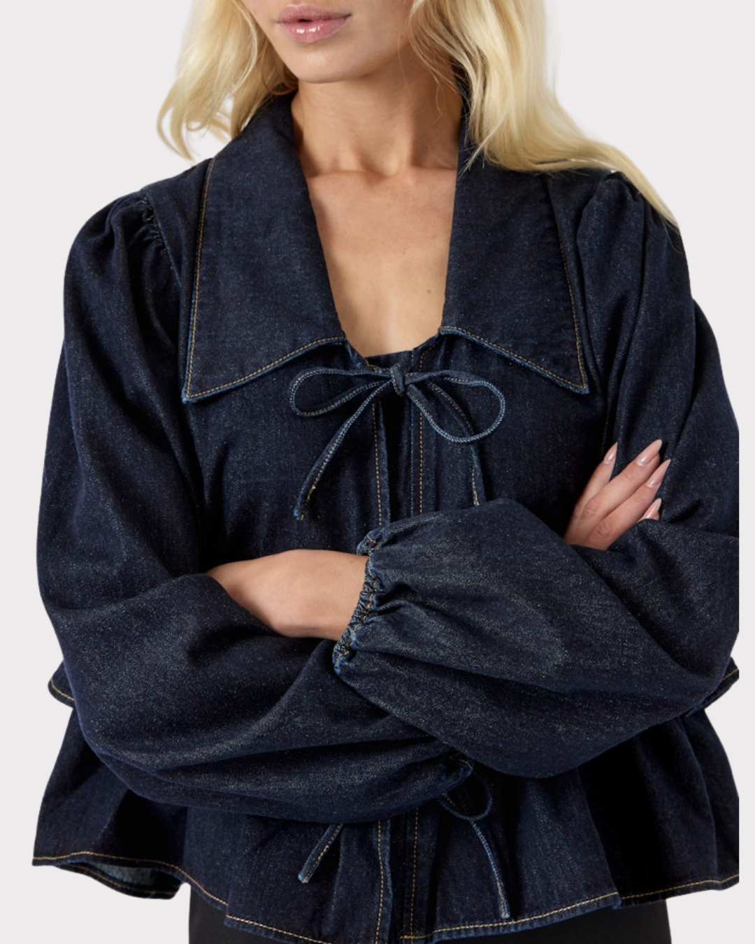 Yascelina Ls Denim Tie Top S. - Ex-Topper-Y.A.S-Aandahls
