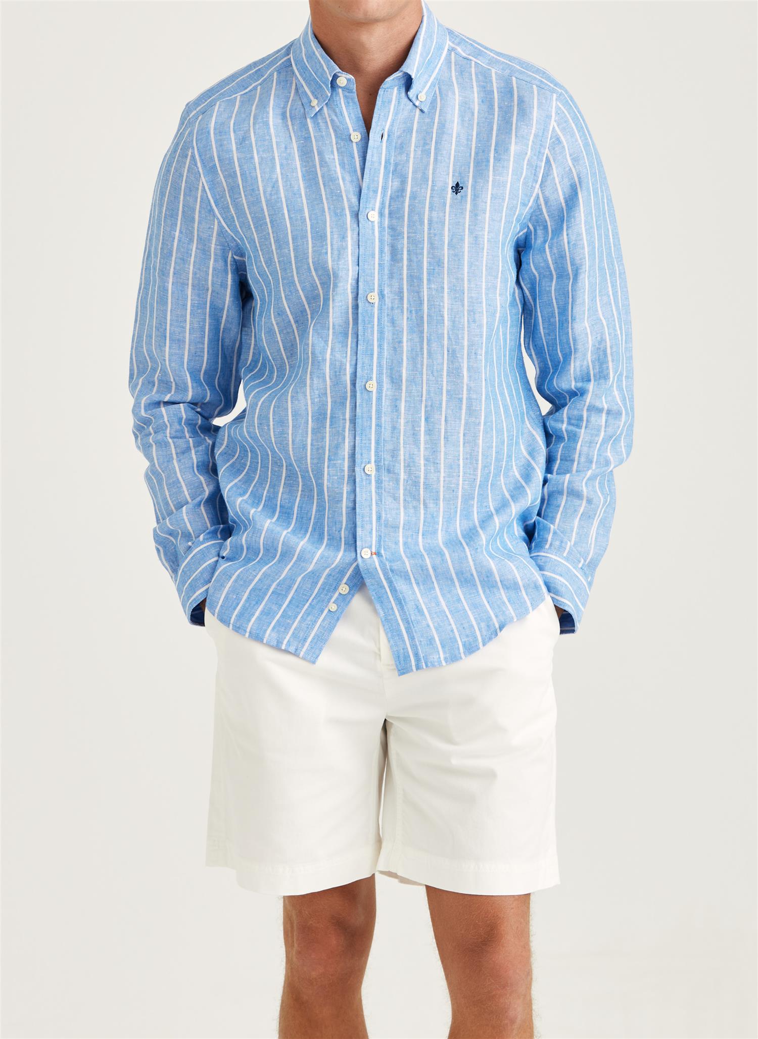 douglas linen stripe shirt-Skjorte-Morris-Aandahls