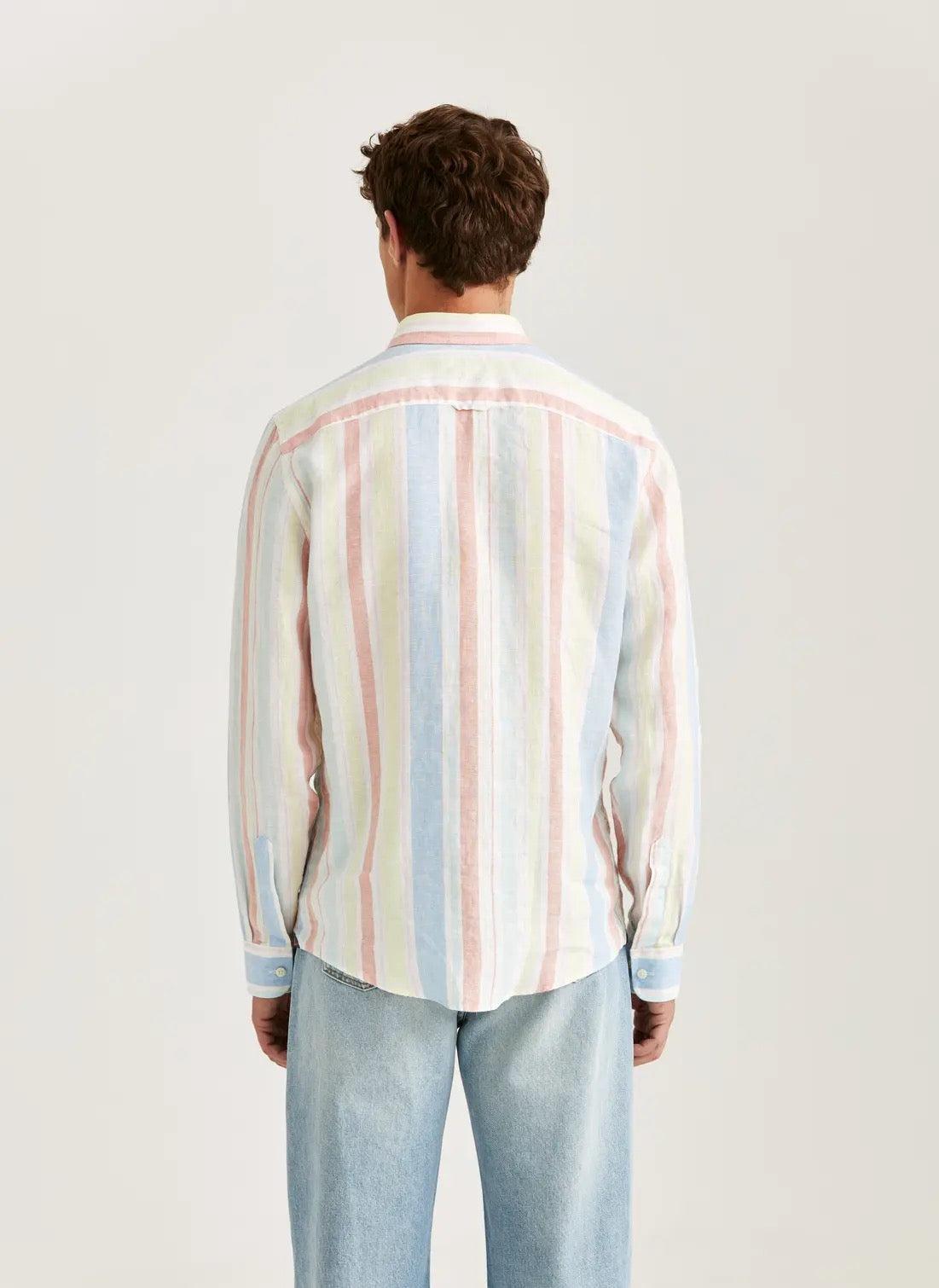 happy linen stripe shirt-Skjorte-Morris-Aandahls
