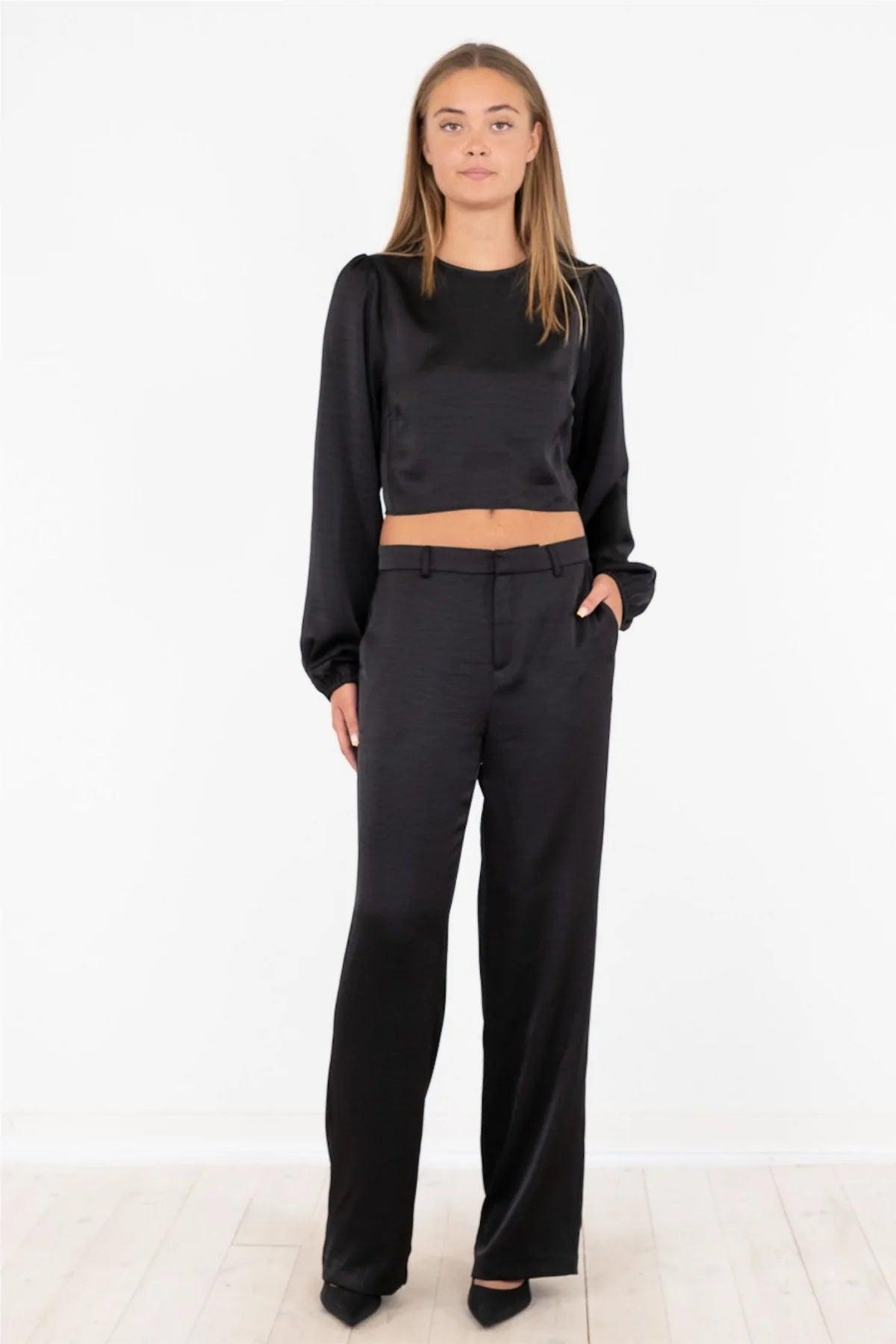Alice Heavy Sateen Pants-Bukse-Neo Noir-Aandahls