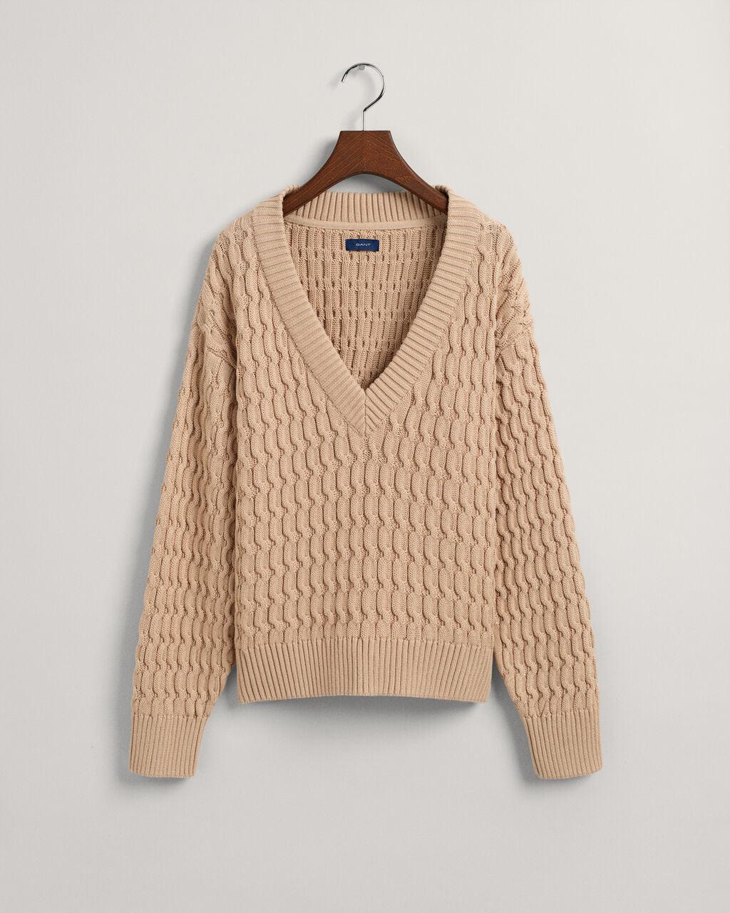 COTTON TEXTURE V-NECK-Strikk-Gant-Aandahls