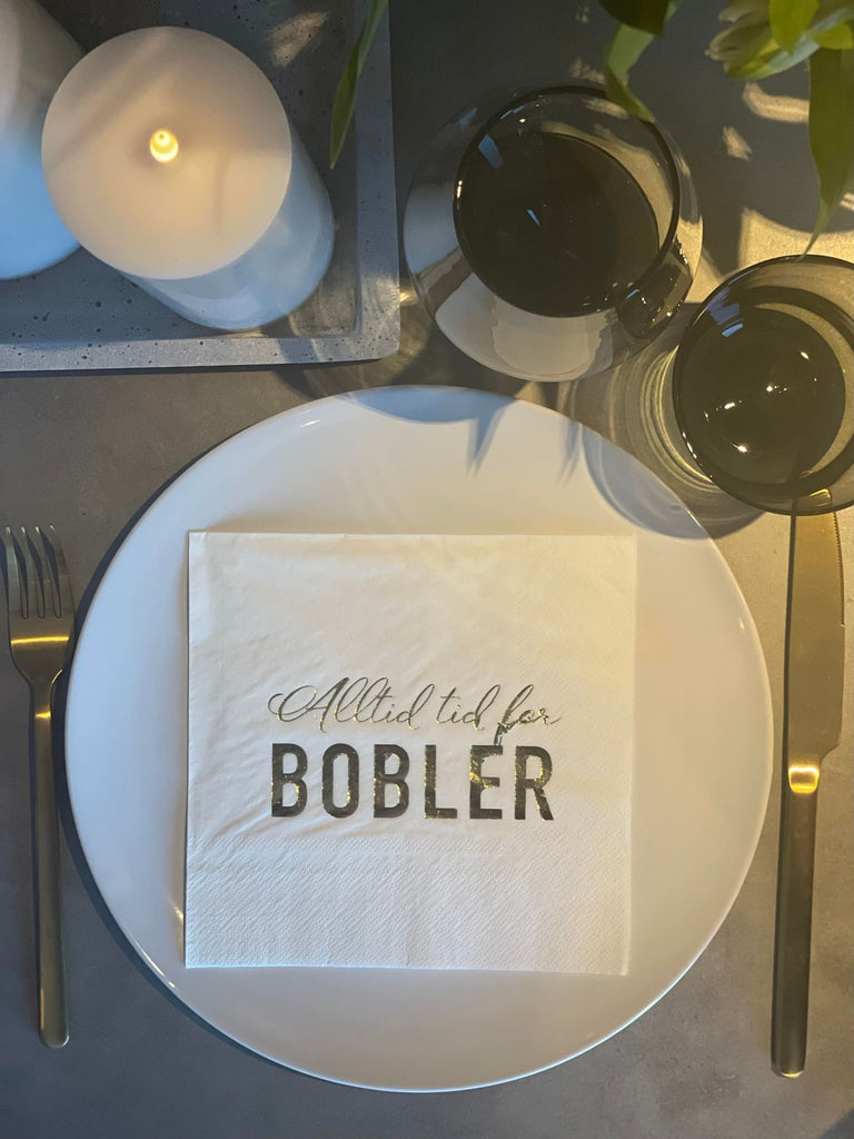 Serviett "Bobler"HVIT-Norwaydesign-Aandahls