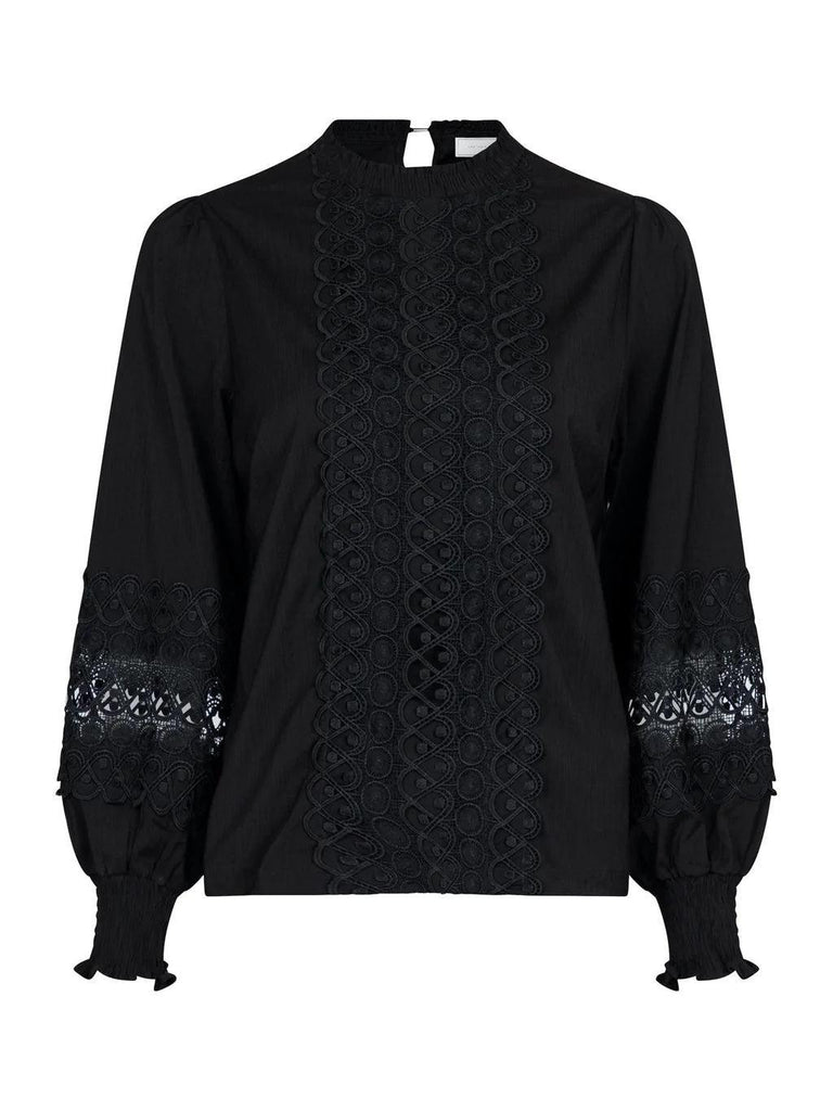 katie embroidery blouse-Bluser-Neo Noir-Aandahls
