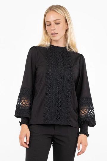 katie embroidery blouse-Bluser-Neo Noir-Aandahls