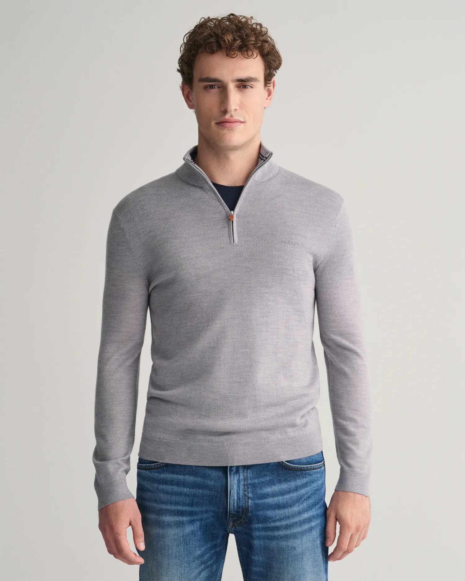 Extrafine merino wool half zip