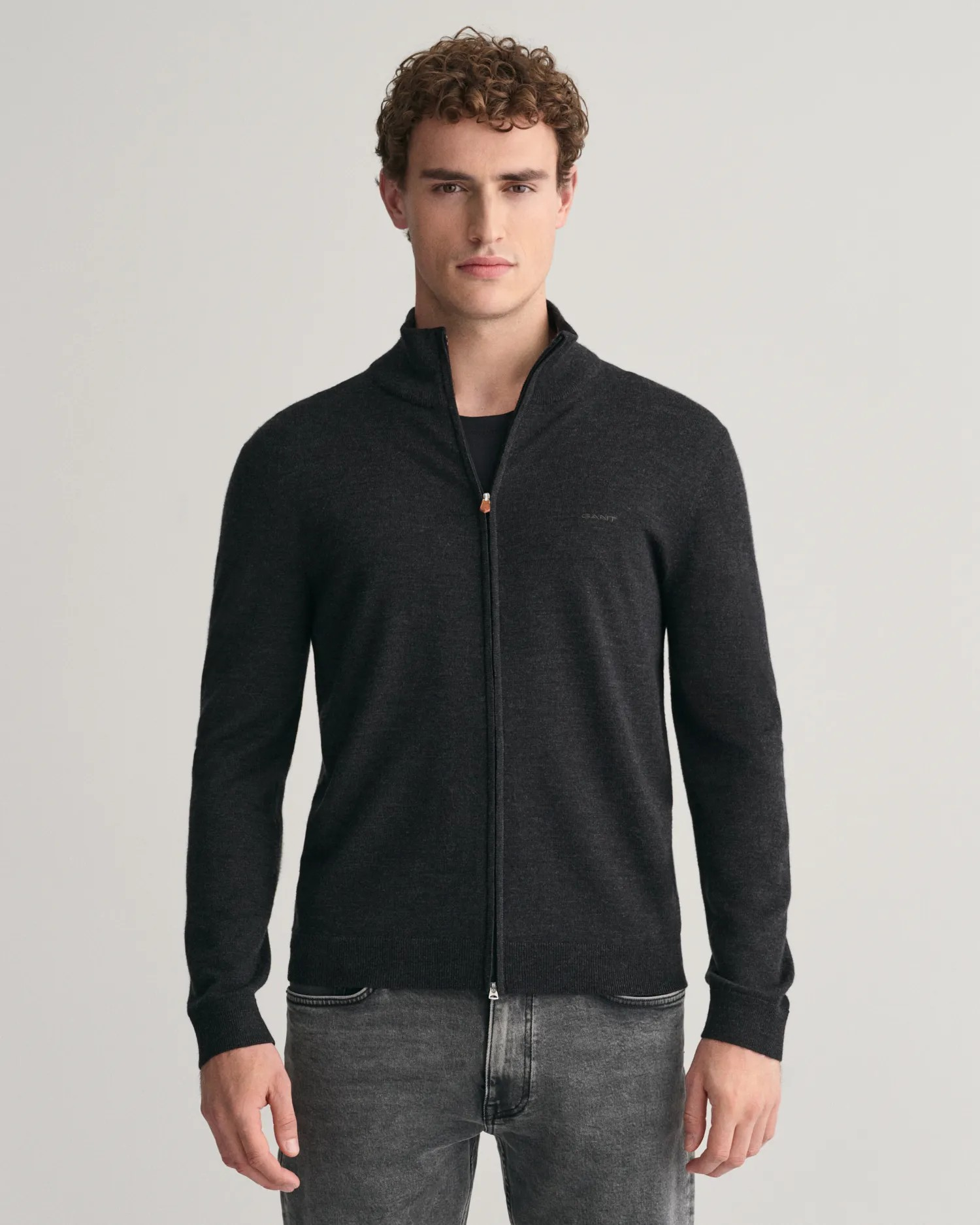 Extrafine merino wool zip