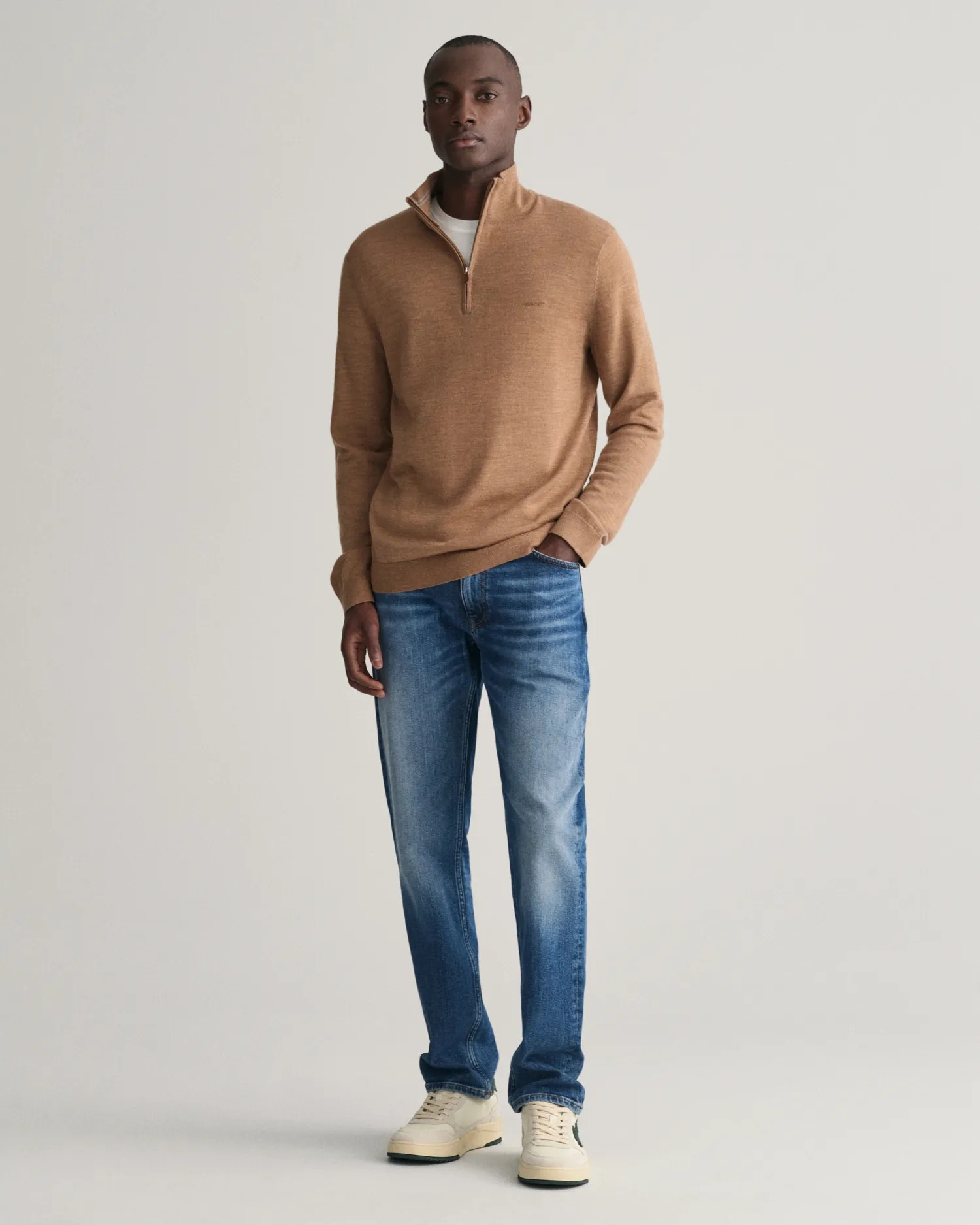 Extrafine merino wool half zip