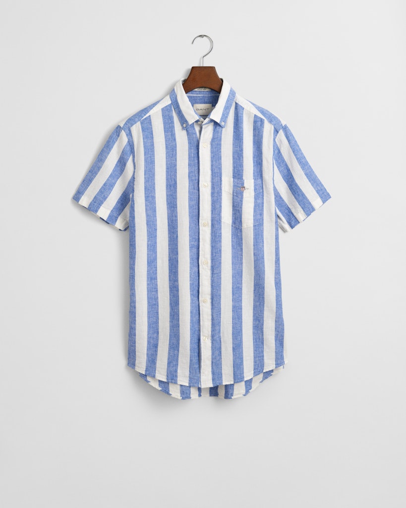Reg cotton linen stripe ss shirt