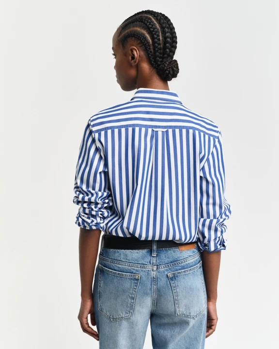 Poplin wide striped shirt