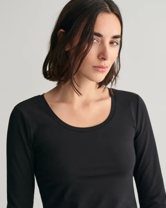 Slim COT/ELA LS Scoop Neck TOP