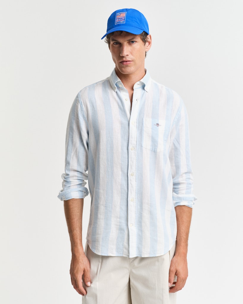 Reg cotton linen bold stripe shirt