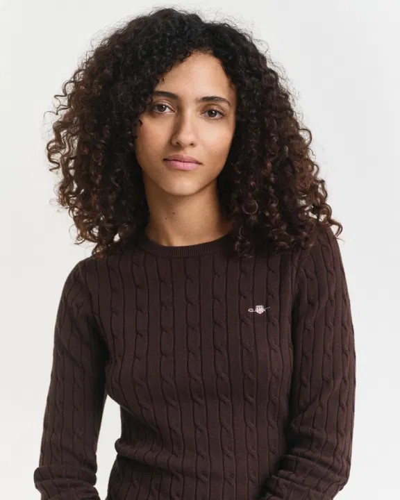 Stretch cotton cable c-neck