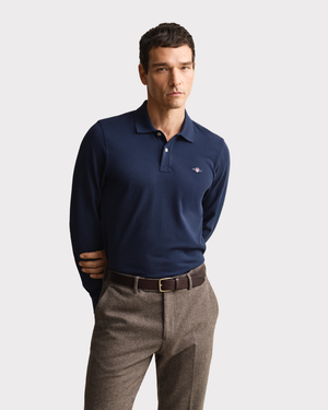 Classic Long-Sleeved Piqué Shirt in Regular Fit