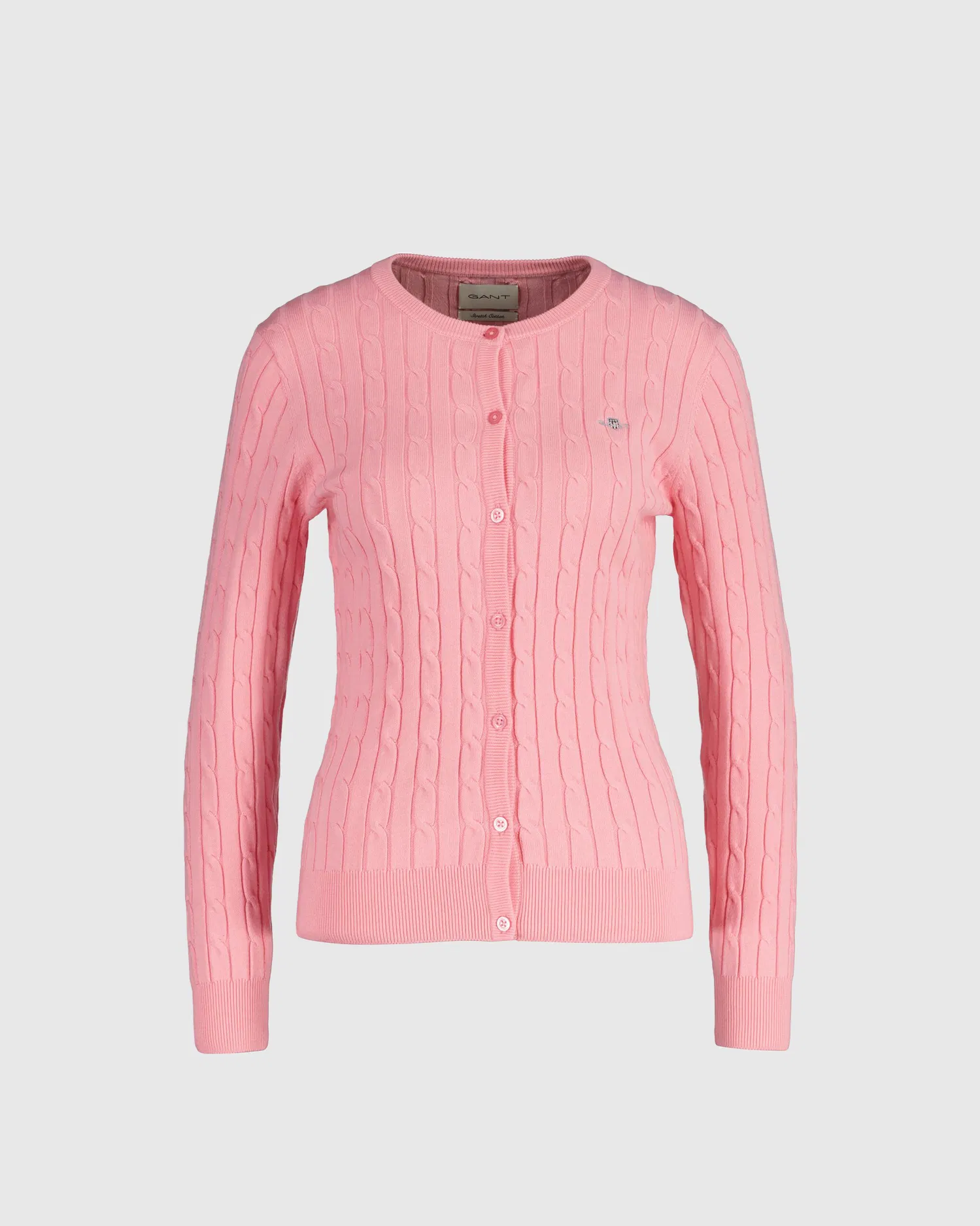 Stretch cotton cable cardigan