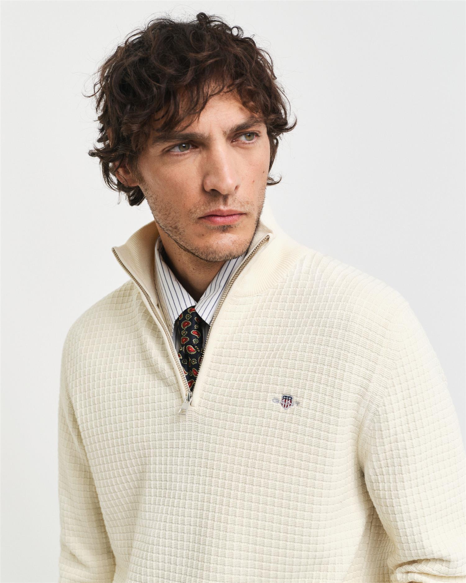 Cotton Texture Half Zip