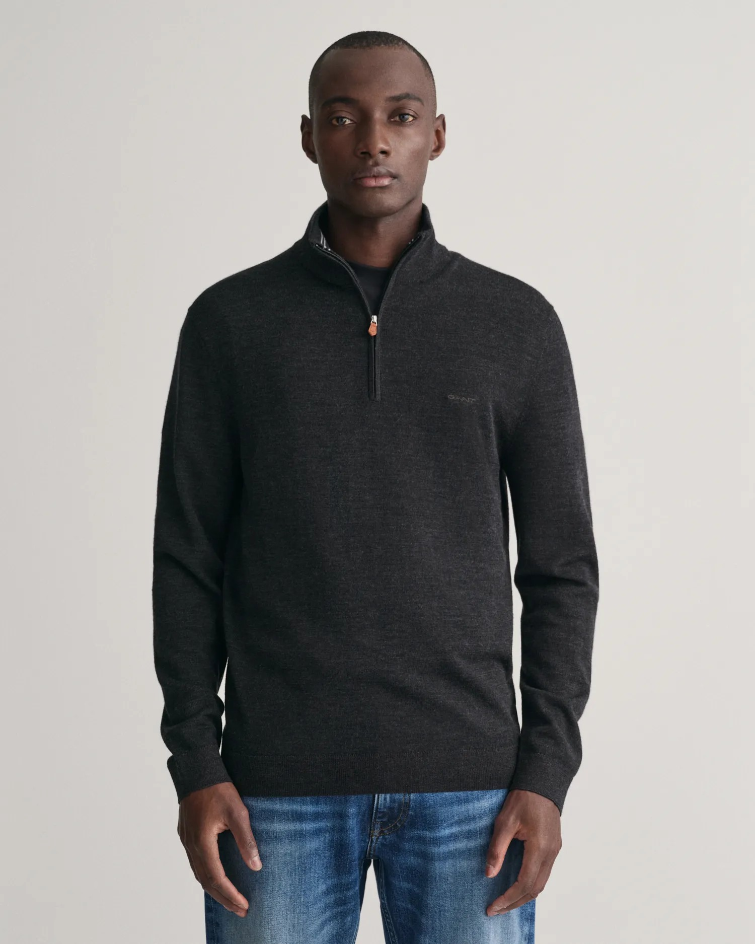 Extrafine merino wool half zip