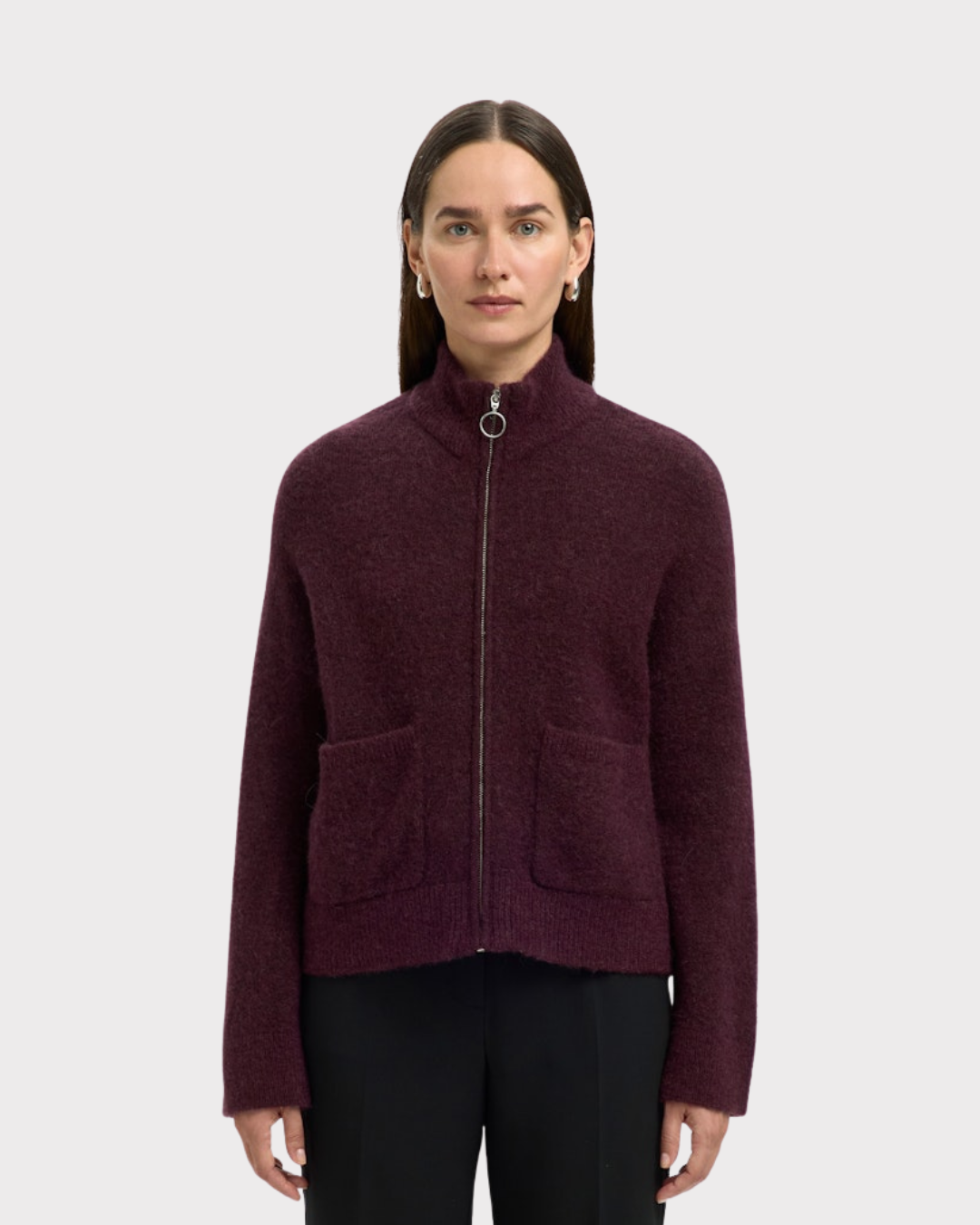 Slfsia Ras Ls Knit Zipper Cardigan Noos