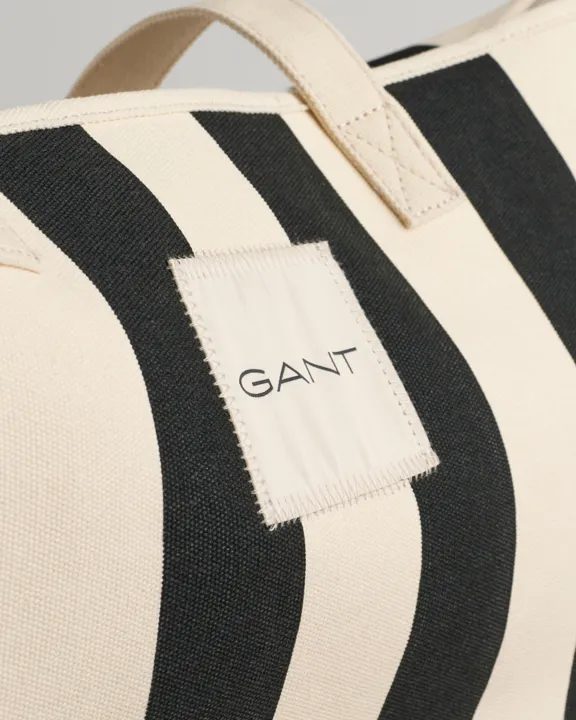 Striped canvas beach bag