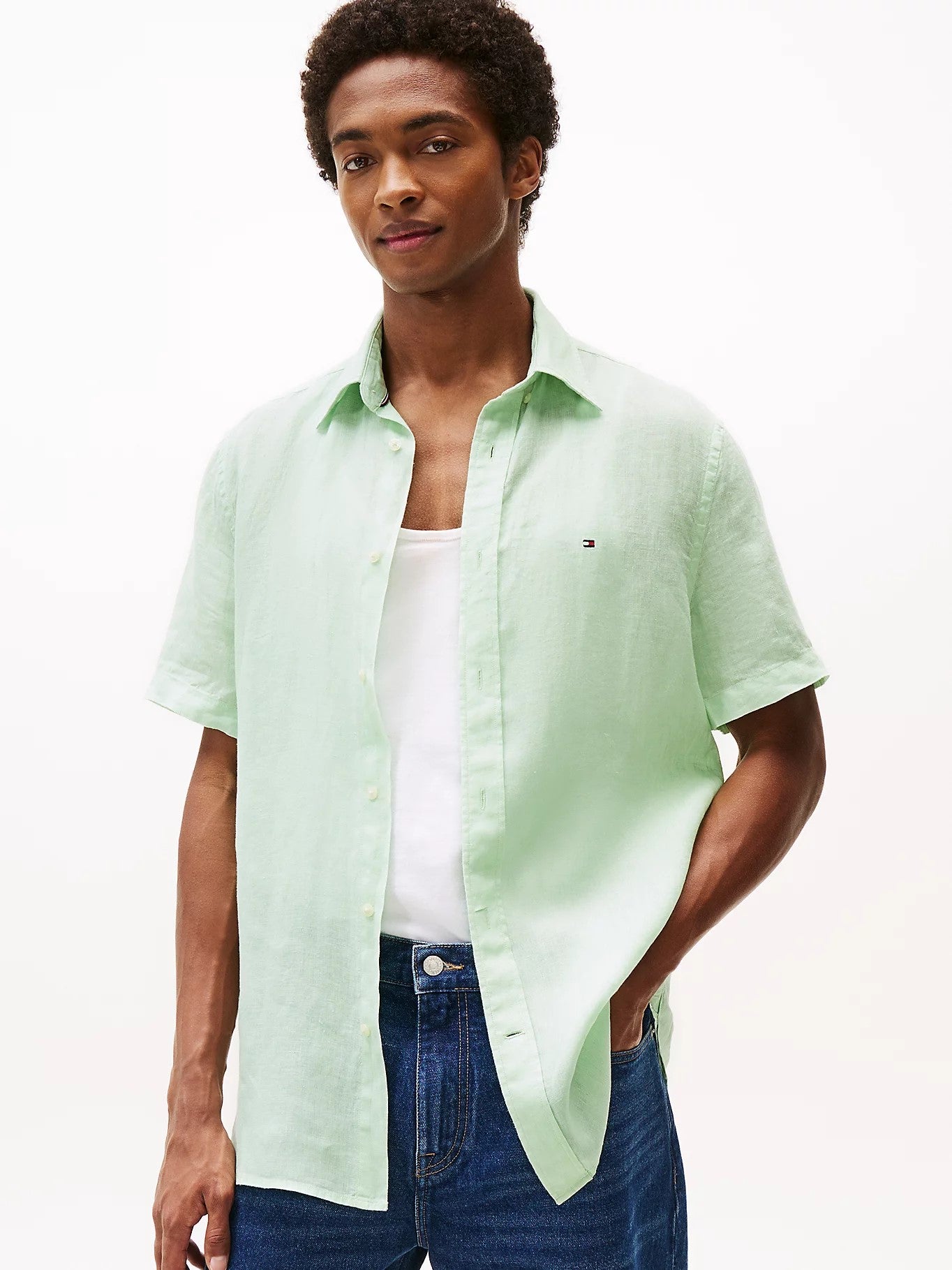 Pigment dyed linen shirt