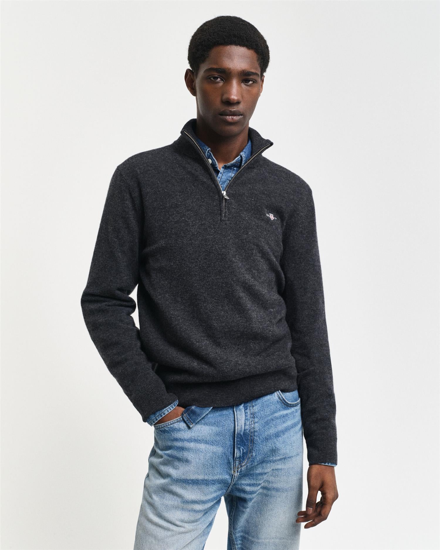 Extrafine lambswool half-zip