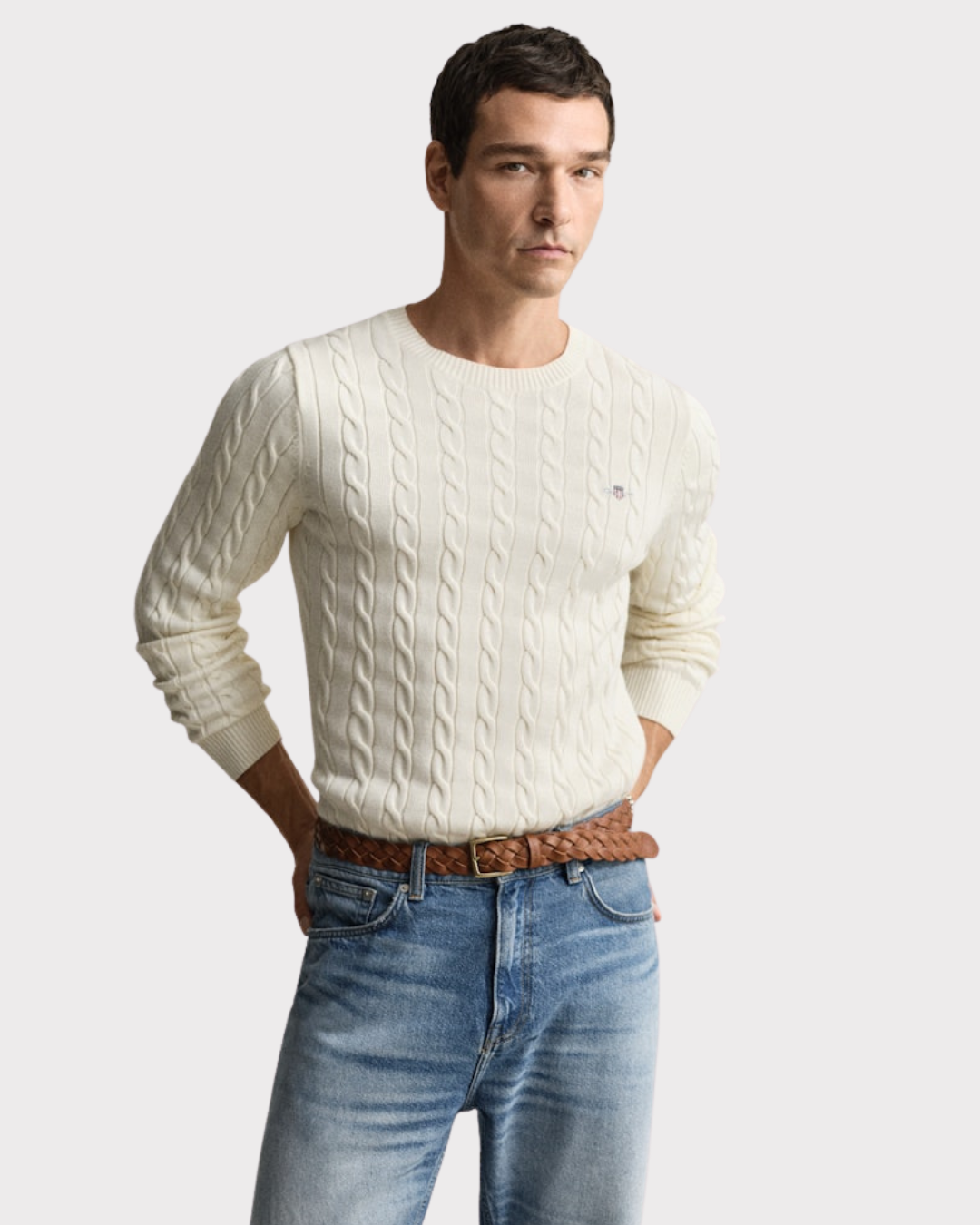 Cotton Cable Crew-neck