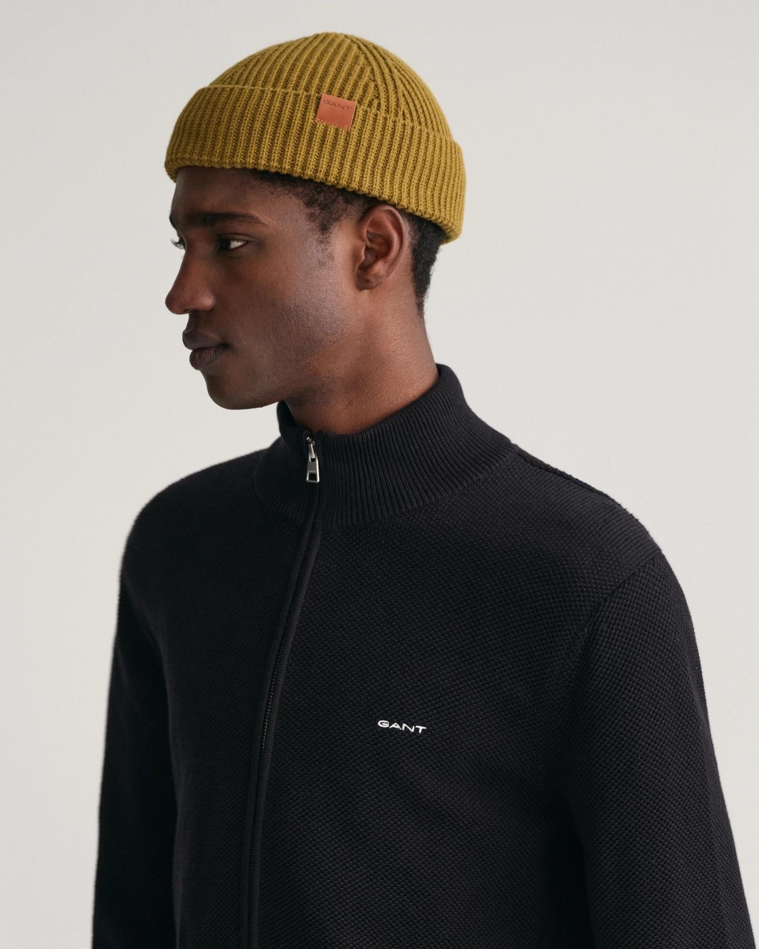 Cotton Pique Zip Cardigan