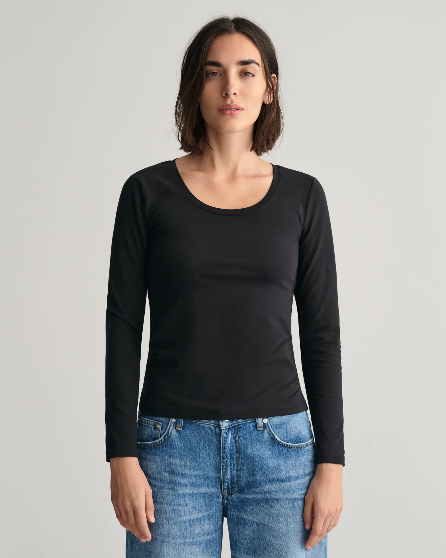 Slim COT/ELA LS Scoop Neck TOP