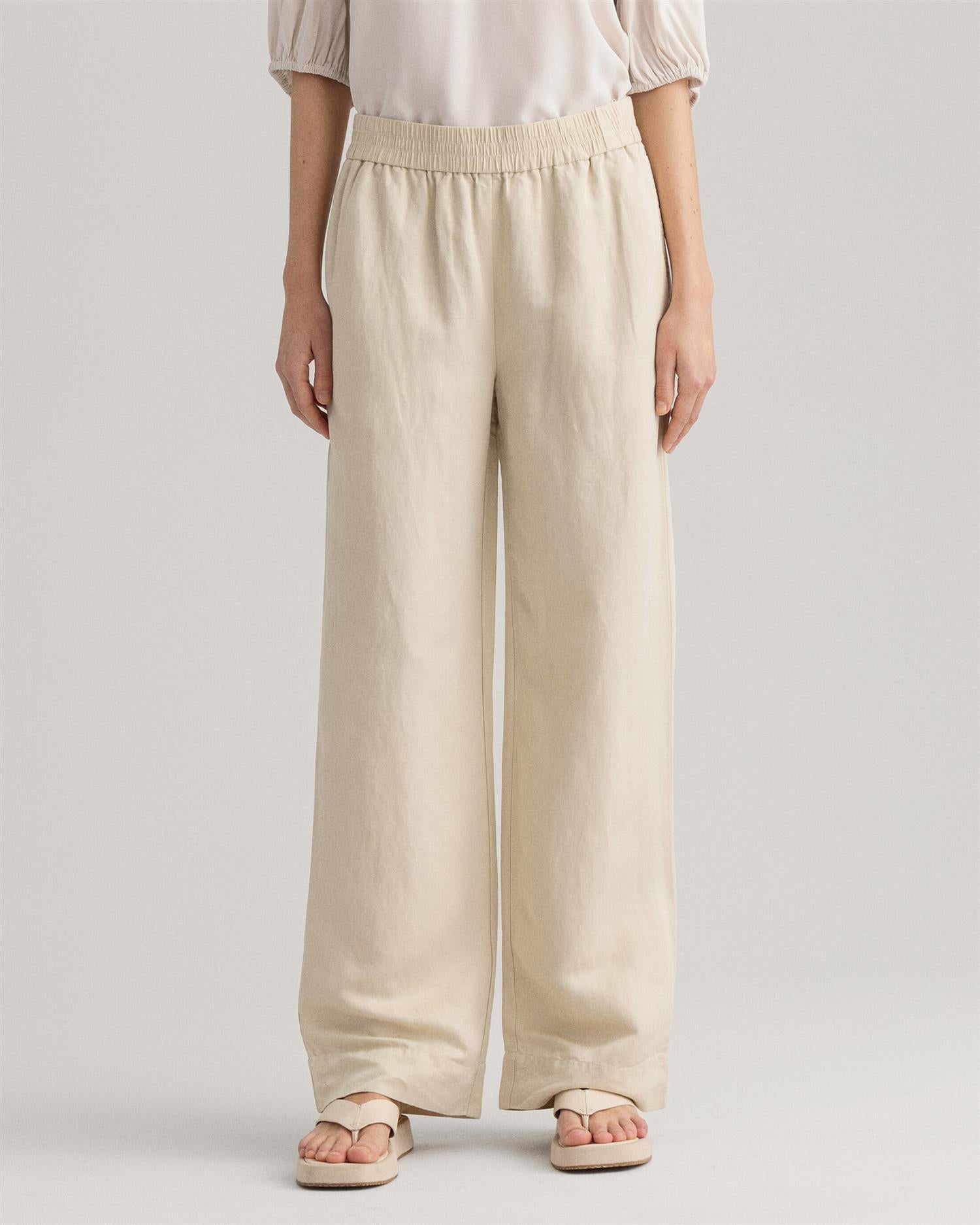 D2. LINEN VISCOSE PULL-ON PANTS