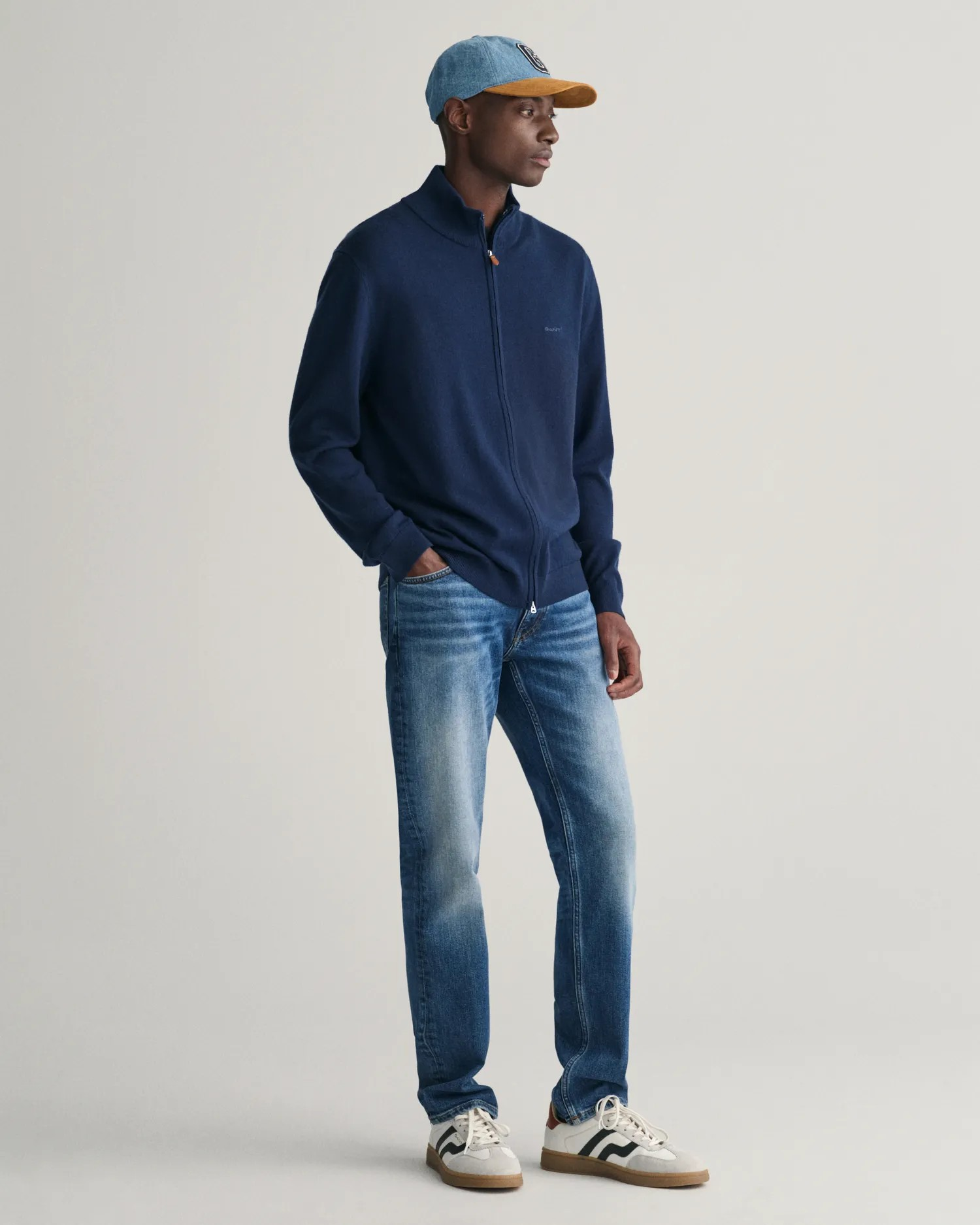 Extrafine merino wool zip cardigan