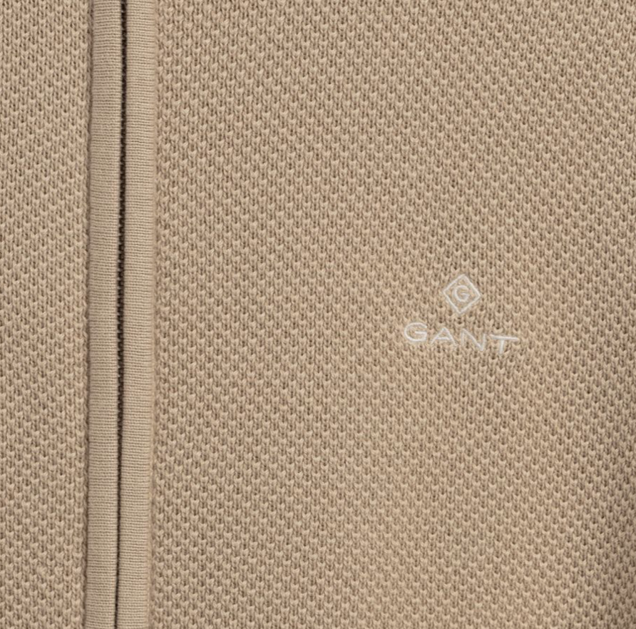 cotton pique zip cardigan