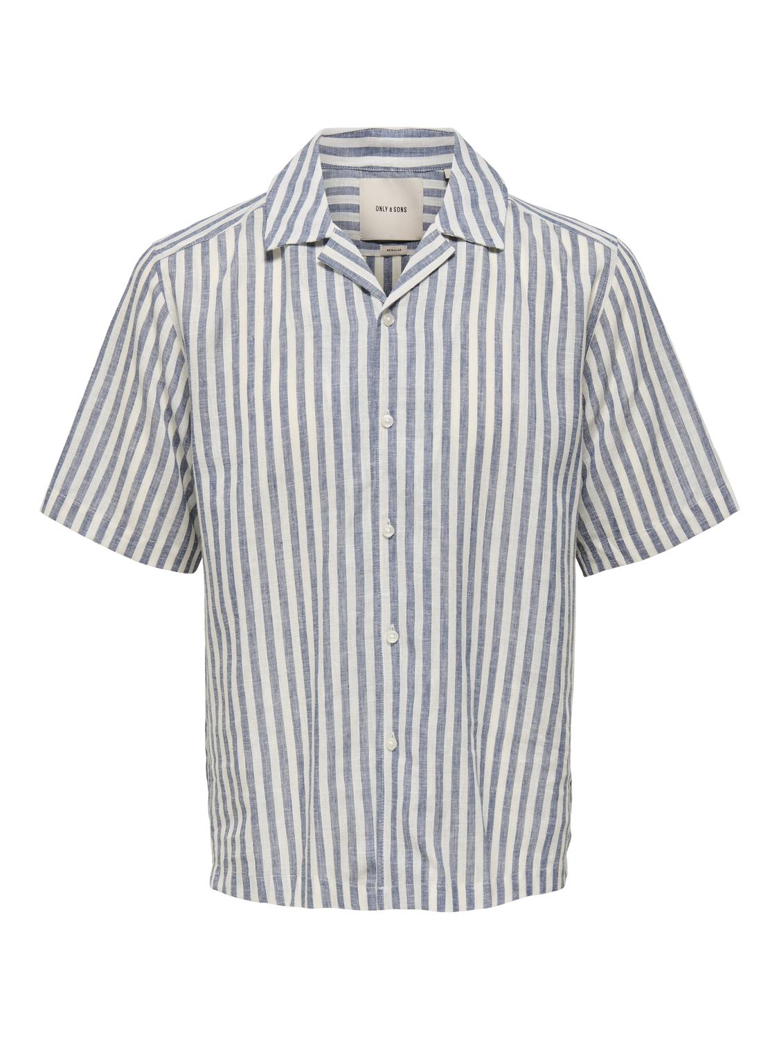 ONSSEPPO STRIP SS LINEN BLEND SHIRT 0311-Skjorte-Only & Sons-Aandahls