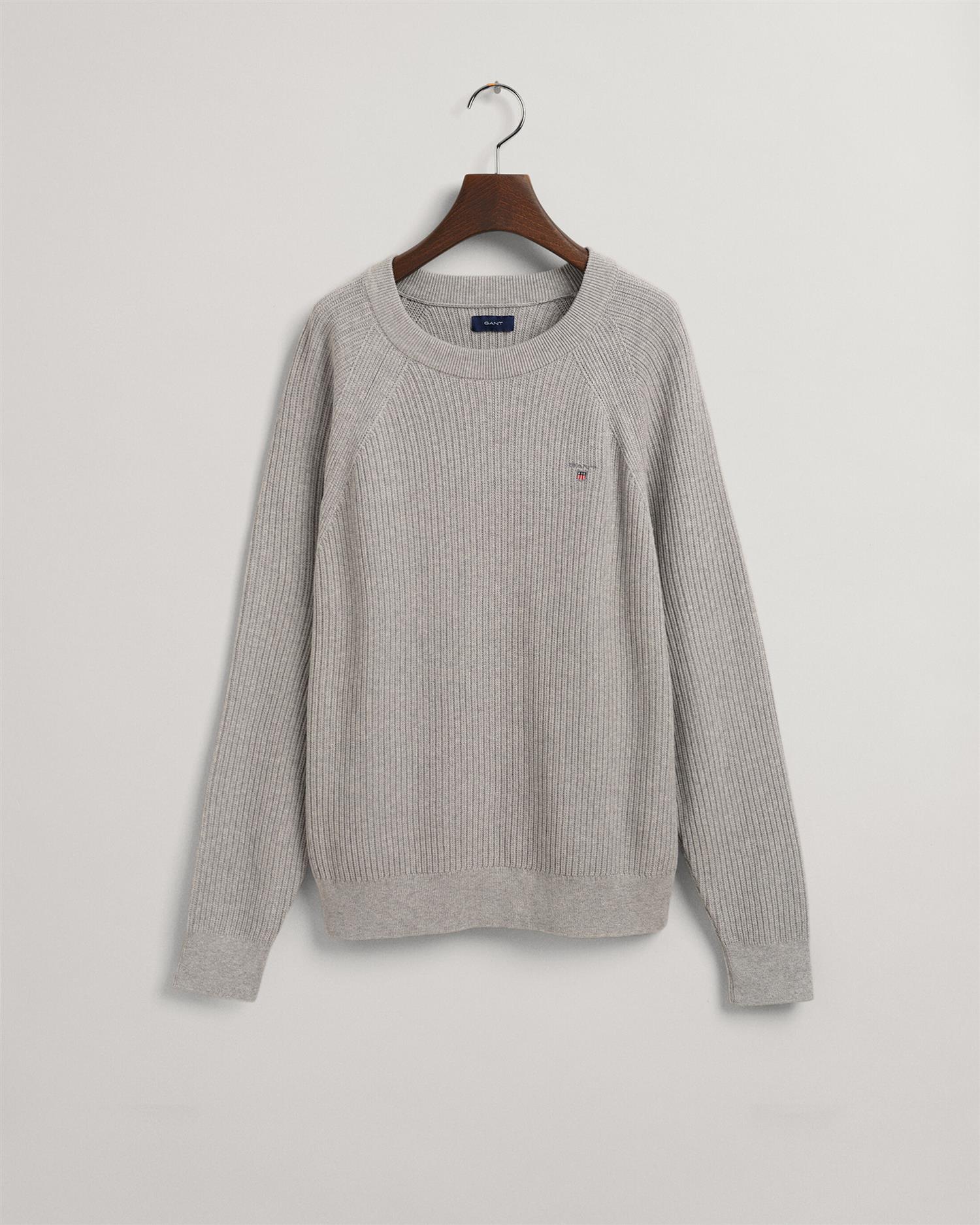 CASUAL COTTON RIBBED C-NECK