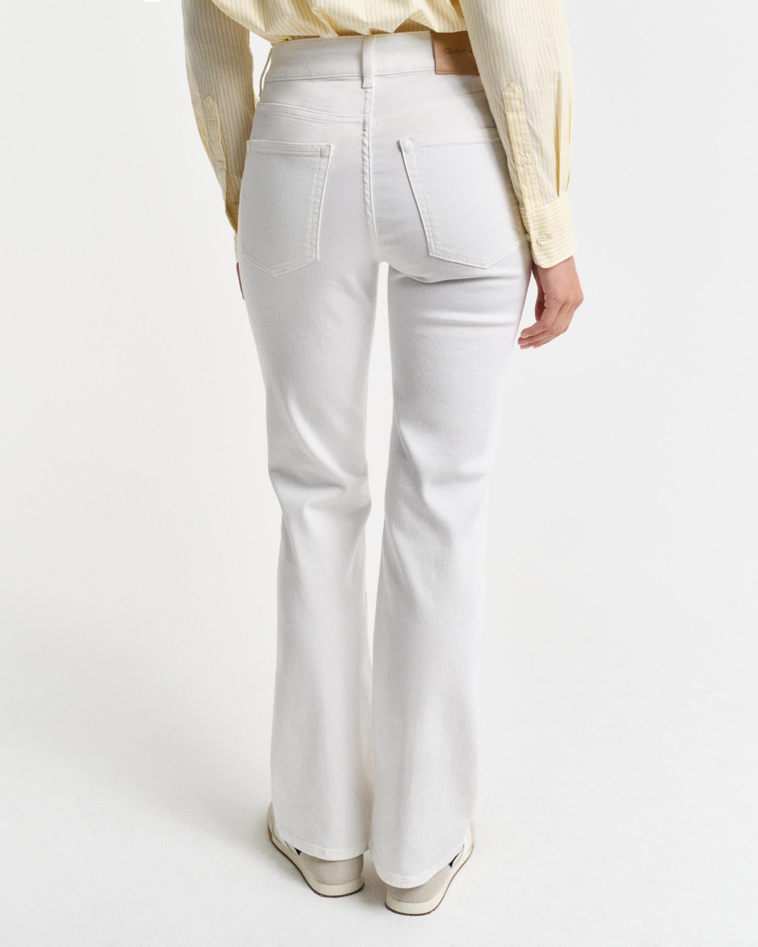 Slim flare white jeans