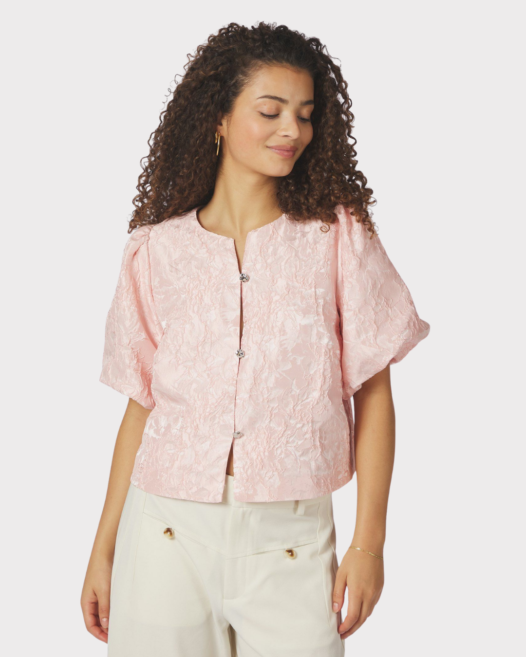 Aisa Soft Brocade Blouse-Overdel-Neo Noir-Aandahls
