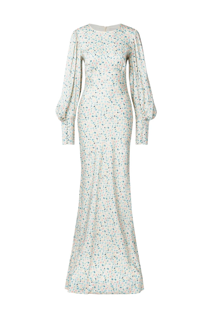 Alize Long Sleeved Satin Maxi Dress Ditsy-Kjole-By Malina-Aandahls