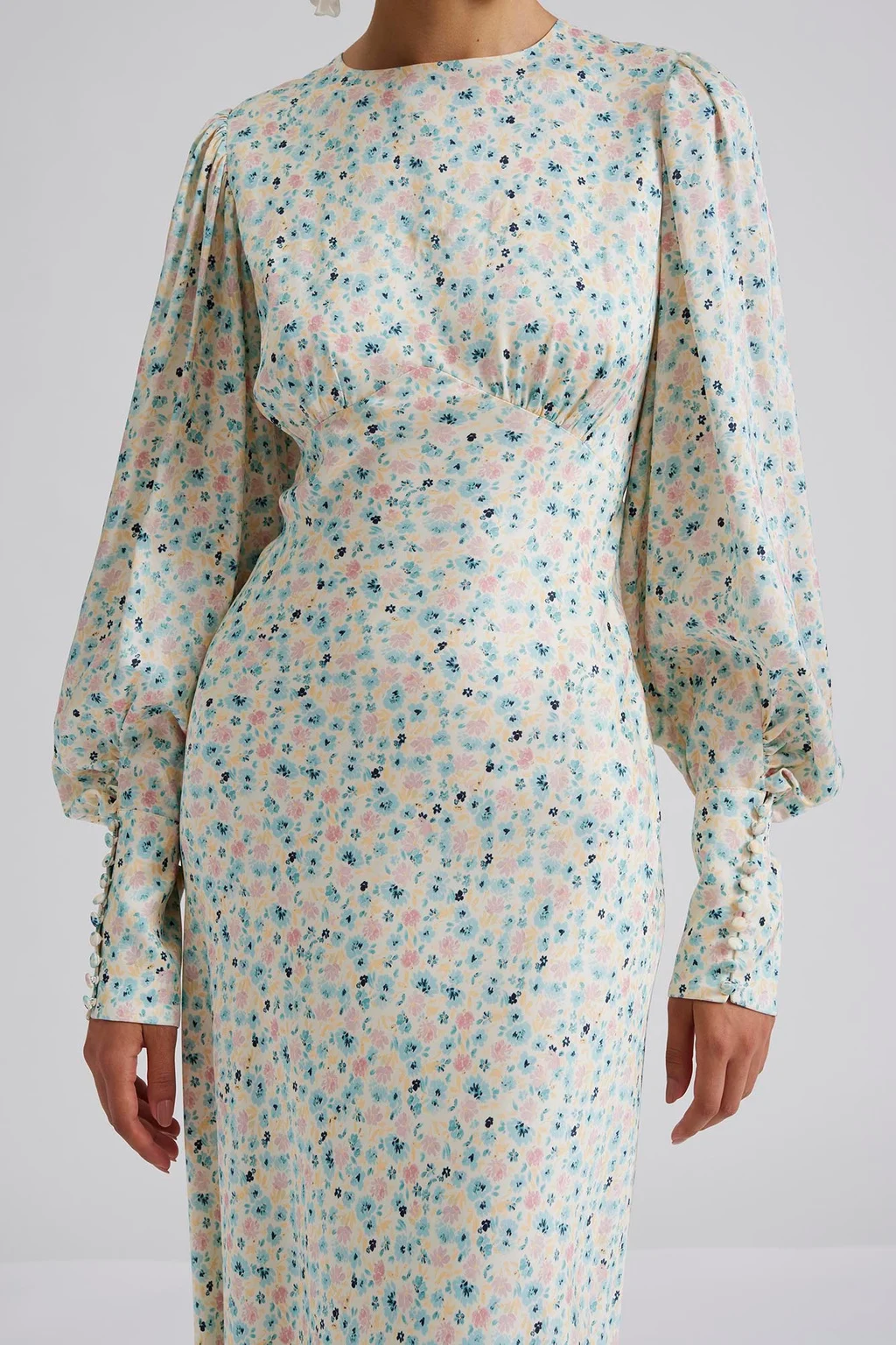 Alize Long Sleeved Satin Maxi Dress Ditsy-Kjole-By Malina-Aandahls