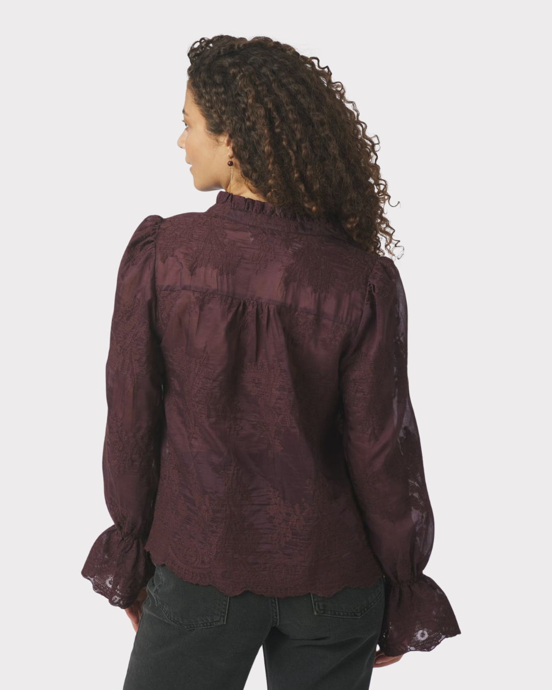 Amara Big Embroidery Blouse-Overdel-Neo Noir-Aandahls