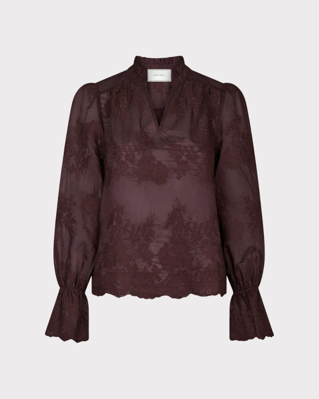 Amara Big Embroidery Blouse-Overdel-Neo Noir-Aandahls